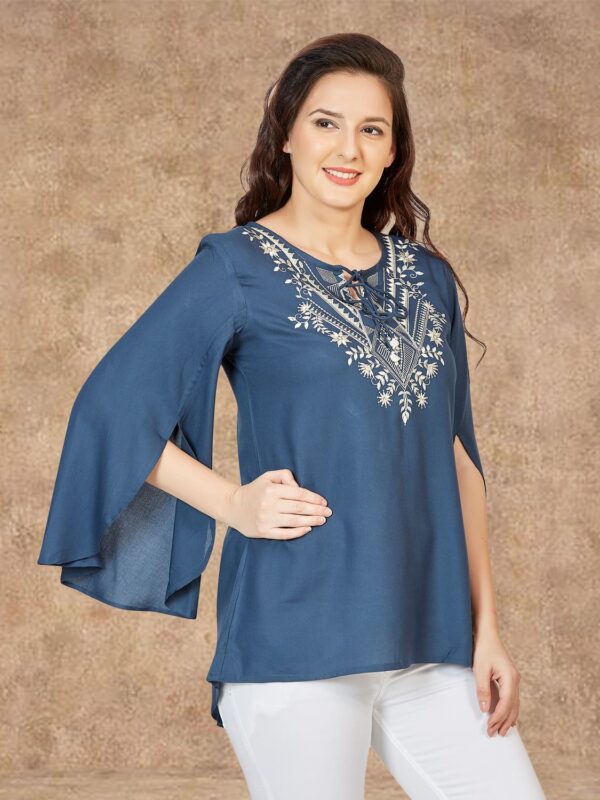 sanaa Women’s Rayon Solid Short Kurti Navy Color (SN-7676)