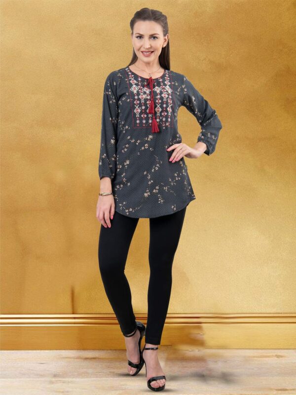 sanaa Women’s Rayon Printed Short Kurti Black Color (SN-7943)