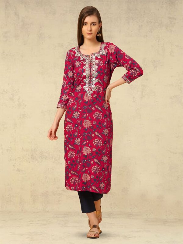 sanaa Women’s Viscose Printed Long Kurti C.Red Color (J-2351)