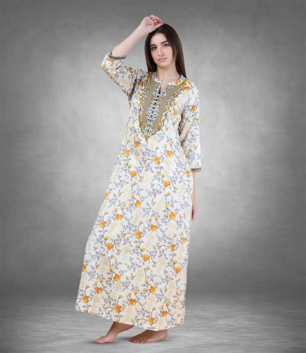 sanaa Women’s Full Length Elegant Embroidered Rayon Nighty with Pockets (EN-122)