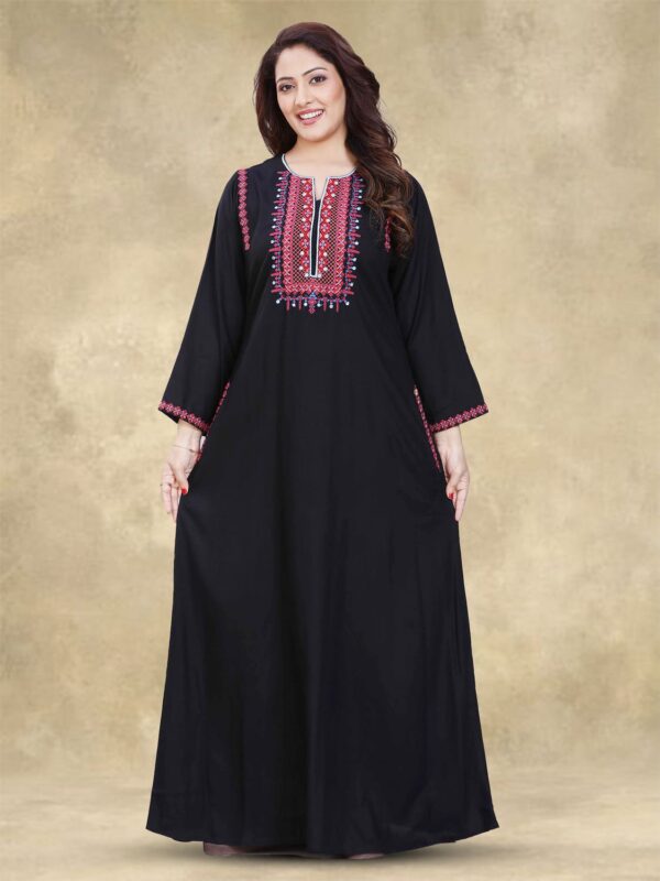 sanaa New Added Color – Women’s Full Length Elegant Embroidered Rayon Nighty with Pockets – EN-15