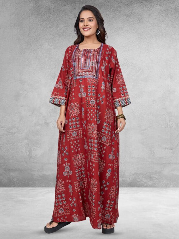 sanaa Women’s Elegant 100% Cotton Printed Long Nighty – Luxe Lounge Comfort for Effortless Relaxation ! – EN-150