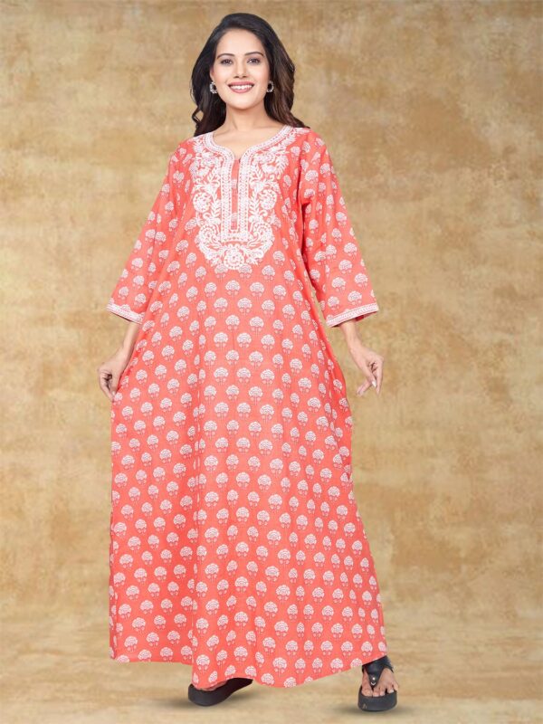 sanaa Women’s Elegant 100% Cotton Printed Long Nighty – Luxe Lounge Comfort for Effortless Relaxation ! – EN-151