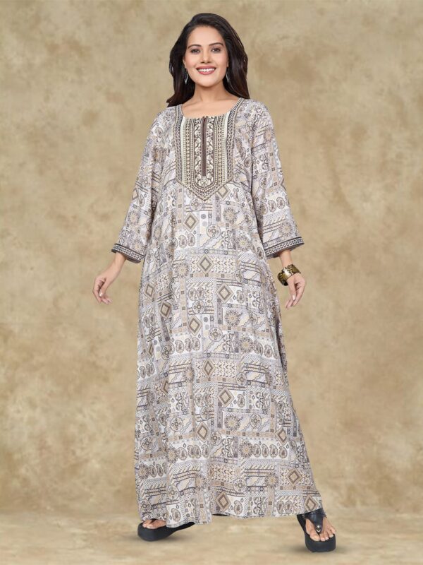 Sanaa Fresh and New from Women’s Elegant 100% Viscose-Rayon Printed Long Nighty – Luxe Lounge Comfort for a Soft & Stylish Sleep – EN-161