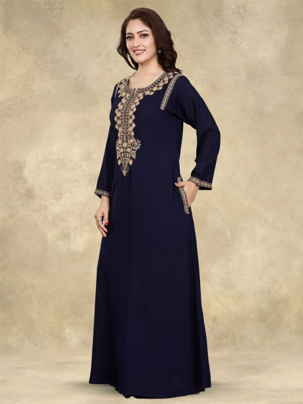 Sanaa New Added Color – Women’s Solid 3/4th Sleeve Round Neck Full Length Embroidered Nighty – EN-165