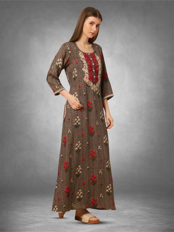 sanaa Women’s Full Length Elegant Embroidered Rayon Nighty with Pockets – EN-67