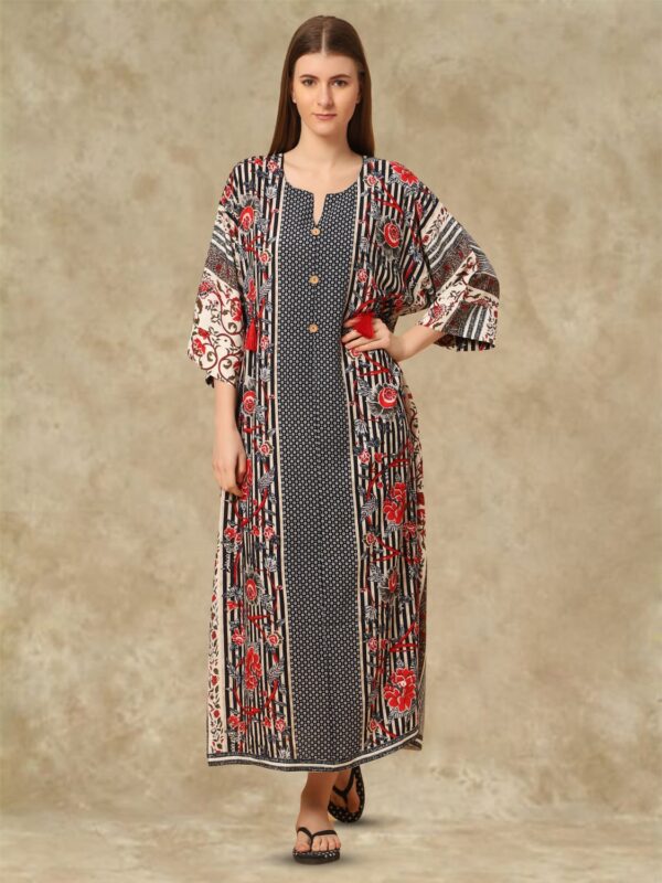 sanaa Women’s Full Length Elegant Embroidered Rayon Nighty with Pockets – EN-84