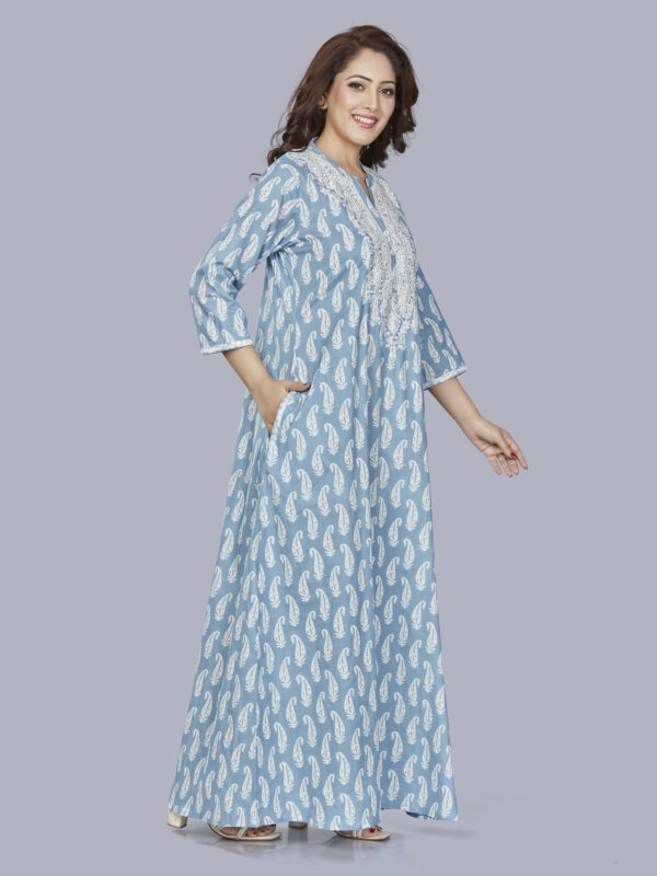 sanaa Fresh Arrival ! Women’s Printed 3/4th Sleeve Full Length Embroidered Nighty – EN-181